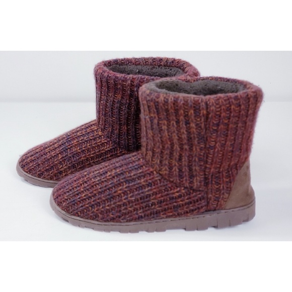 Muk Luks Shoes - Muk Luks Knit Sweater Multi Brown Suede Bootie